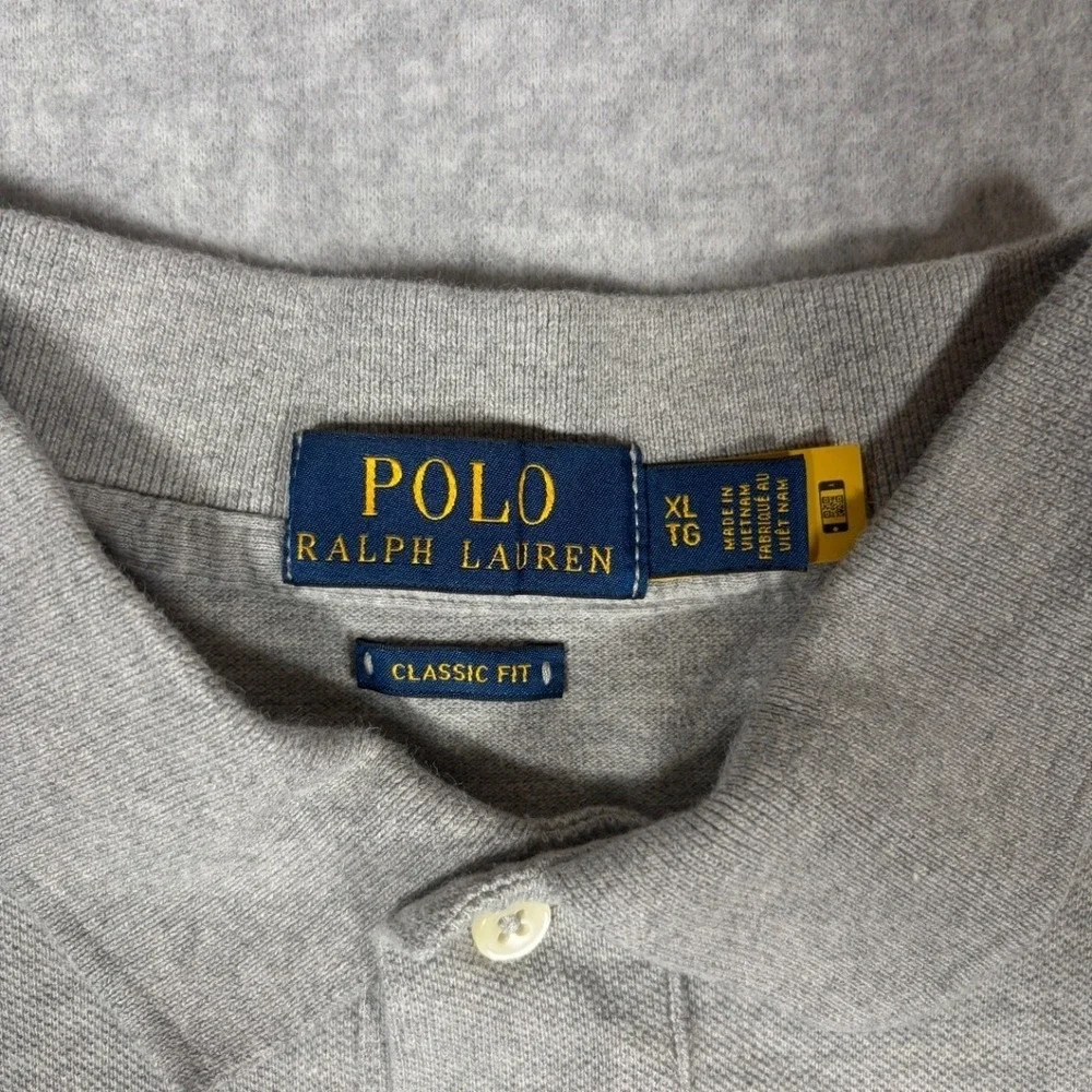 Polo Ralph Lauren Polo Shirt Mens XL Gray Classic Fit Short Sleeve Pique Pony